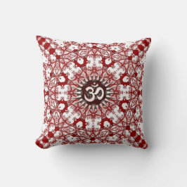 Geo-Snöre Mandala White Red OM Cushion / Pillow Kudde