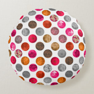 Geo Spheres, Modern Abstrakt Magenta Orange  Rund Kudde
