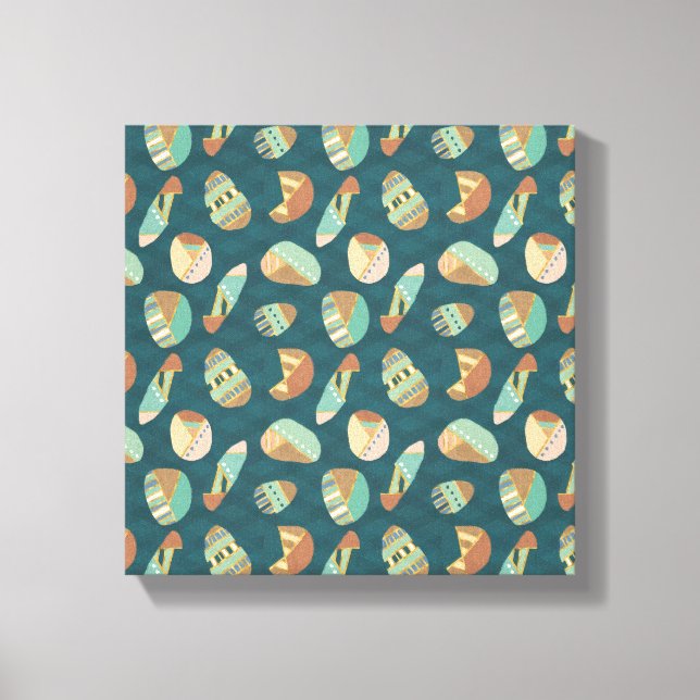 Geo-steg utomhus | Blå Mönster Canvastryck (Framsida)