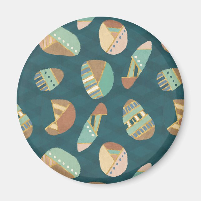 Geo-steg utomhus | Blå Mönster Magnet (Framsidan)