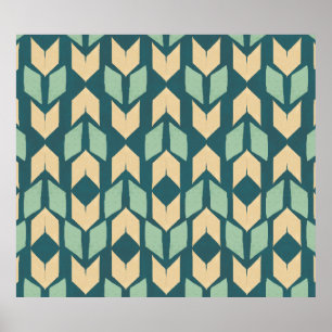 Geo-steg utomhus   Geometric Teal Arrow Mönster Poster