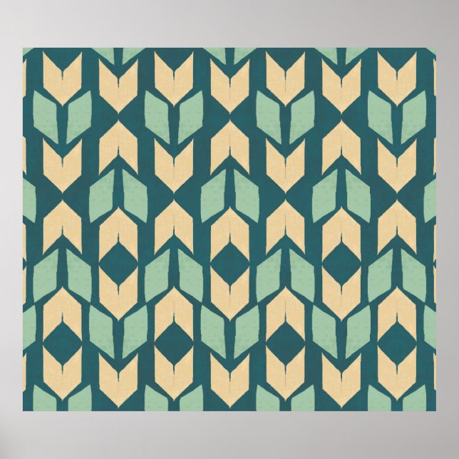 Geo-steg utomhus | Geometric Teal Arrow Mönster Poster (Framsidan)