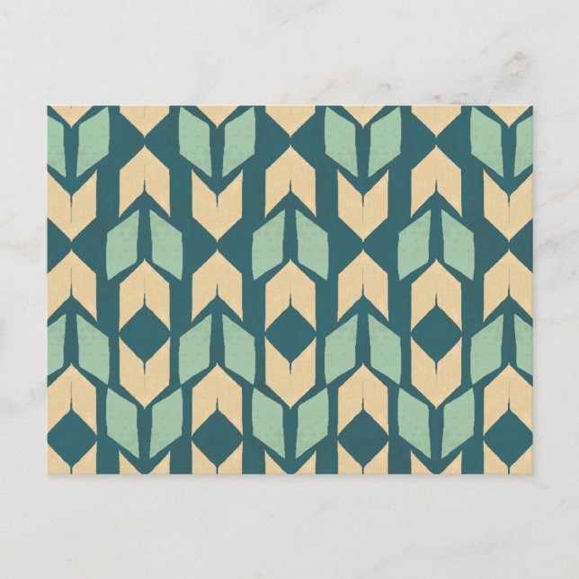 Geo-steg utomhus | Geometric Teal Arrow Mönster Vykort (Framsida)