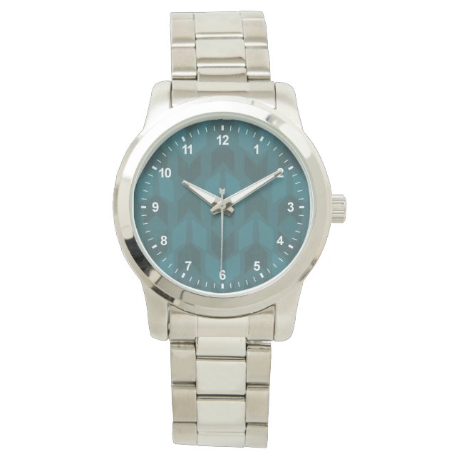 Geo-steg utomhus | Mörk Teal Mönster Armbandsur (Framsida)