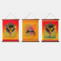 Geo Wood Topped Wall Tapestry