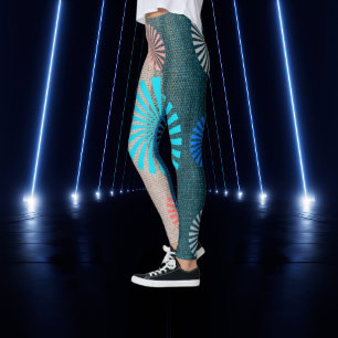GeoBlend-randiga leggings, jord- och himmelnyanser Leggings
