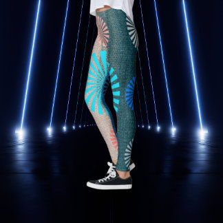 GeoBlend-randiga leggings, jord- och himmelnyanser Leggings