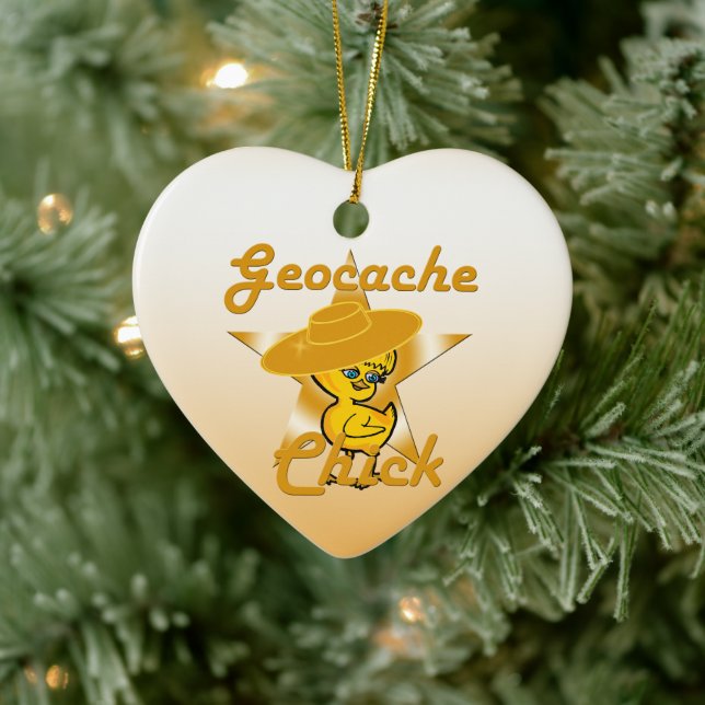 Geocache-Chick nr 10 Julgransprydnad Keramik (Träd)