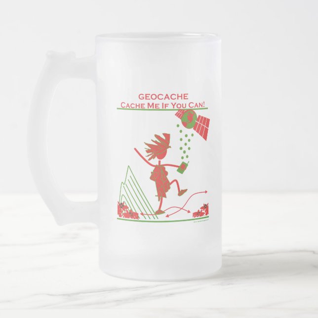 Geocache Gift - cachera mig om du kan! Gåvor och T Frostat Ölglas (Vänster)