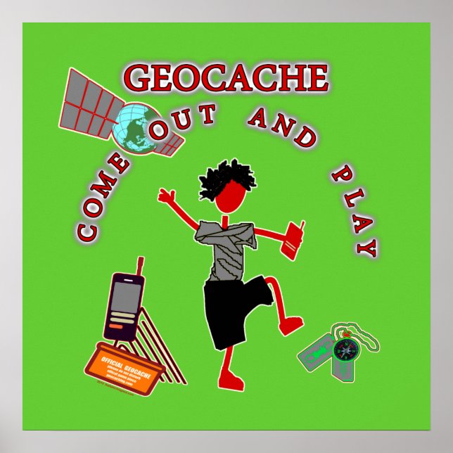 Geocache-Kom ut och spela upp Poster (Framsidan)