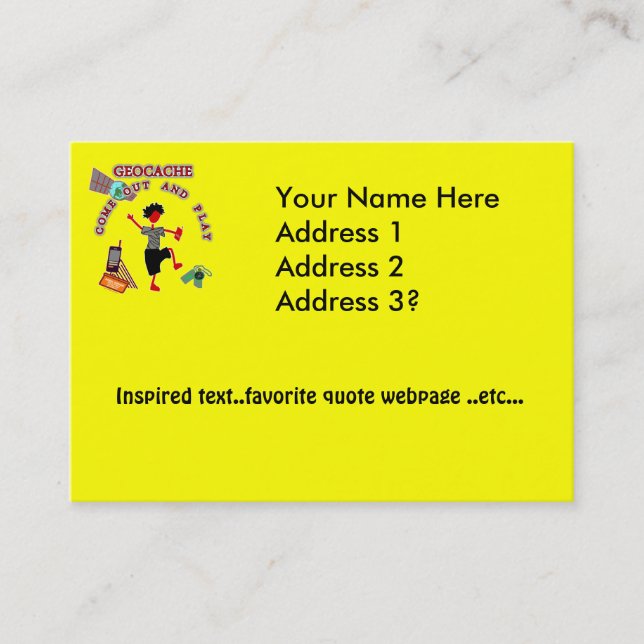 Geocache kommer ut och leker visitkort (Framsida)