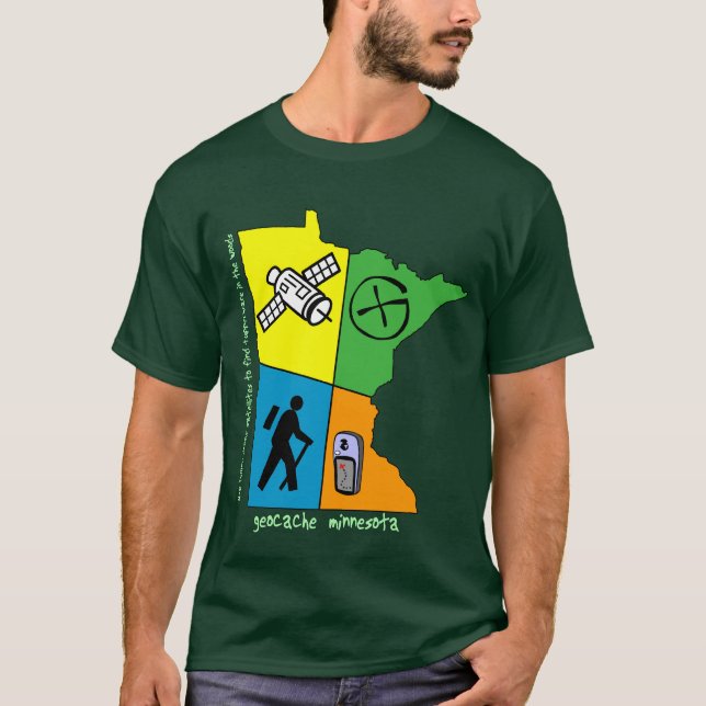 Geocache Minnesota 4-Colors skjorta Tee (Framsida)