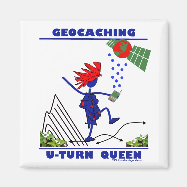 Geocache U Turn Queen Magnet (Framsidan)