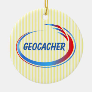 Geocacher Blue och Red Stänk Julgransprydnad Keramik