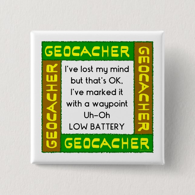 Geocacher-Borttappadens sinne i Grönt Knapp (Framsida)