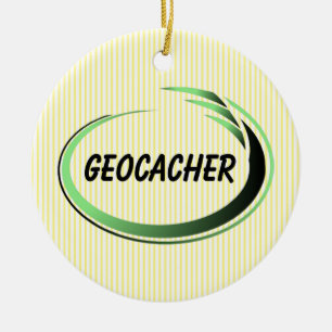 Geocacher Grönt Stänk Julgransprydnad Keramik