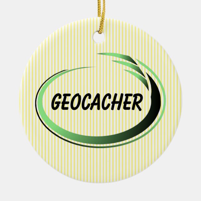 Geocacher Grönt Stänk Julgransprydnad Keramik (Framsidan)