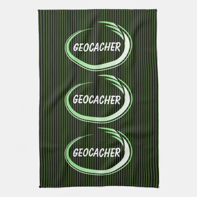 Geocacher Grönt Stänk Kökshandduk (Vertikal)