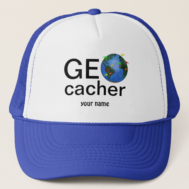 Geocacher jord med den flaggorGeocaching Truckerkeps (Framsida)