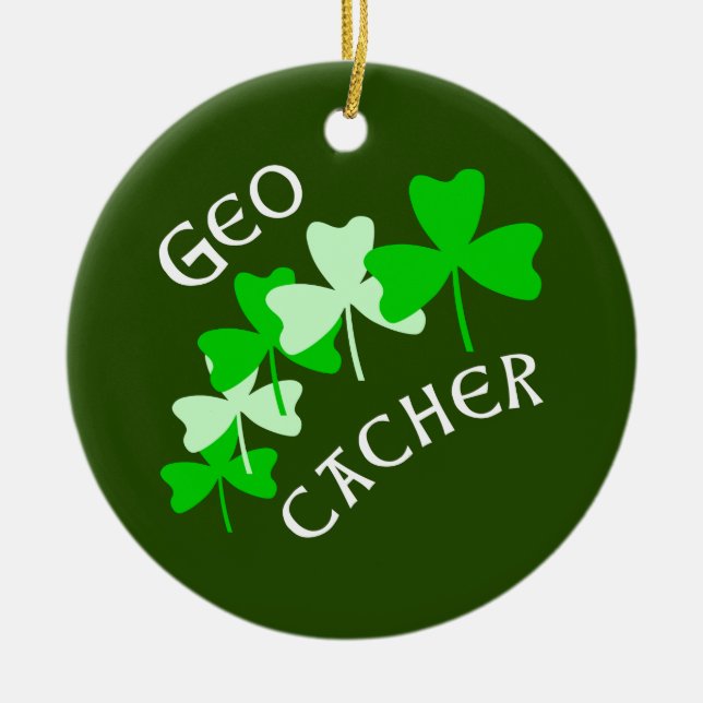 Geocacher Shamrocks Julgransprydnad Keramik (Framsidan)