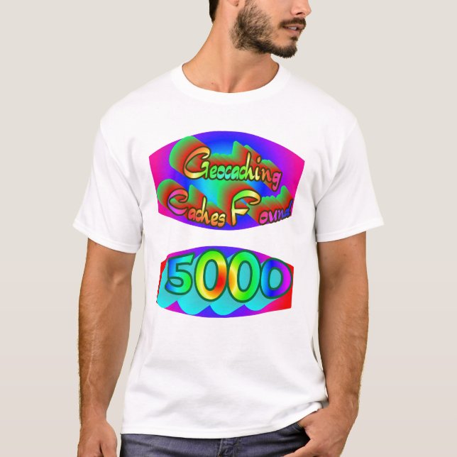Geocaching 5000 fynd tee shirt (Framsida)