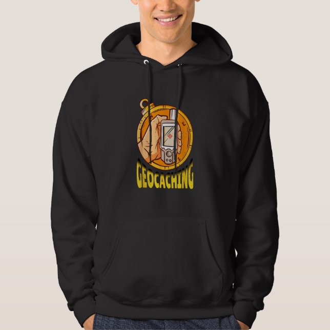 Geocaching addict Cool Outfit for hiking fans Hoodie (Framsida)