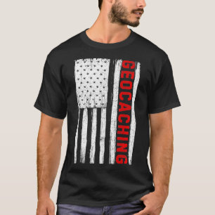 Geocaching American Flagga USA Patriotic Geocache T Shirt