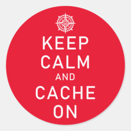 Geocaching Behålla Lugn and Cache on Funny FTF Swa Runt Klistermärke