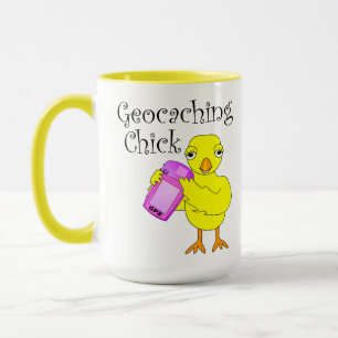Geocaching Chick Curly Text Mugg