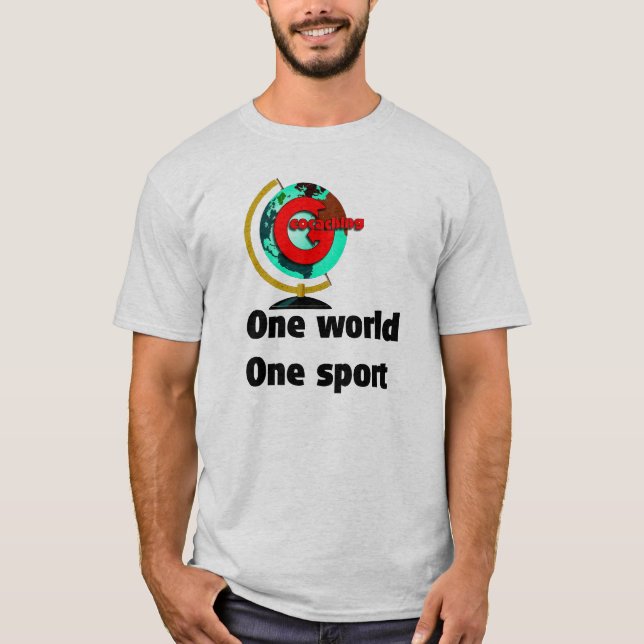 Geocaching en sport för värld en tee shirt (Framsida)