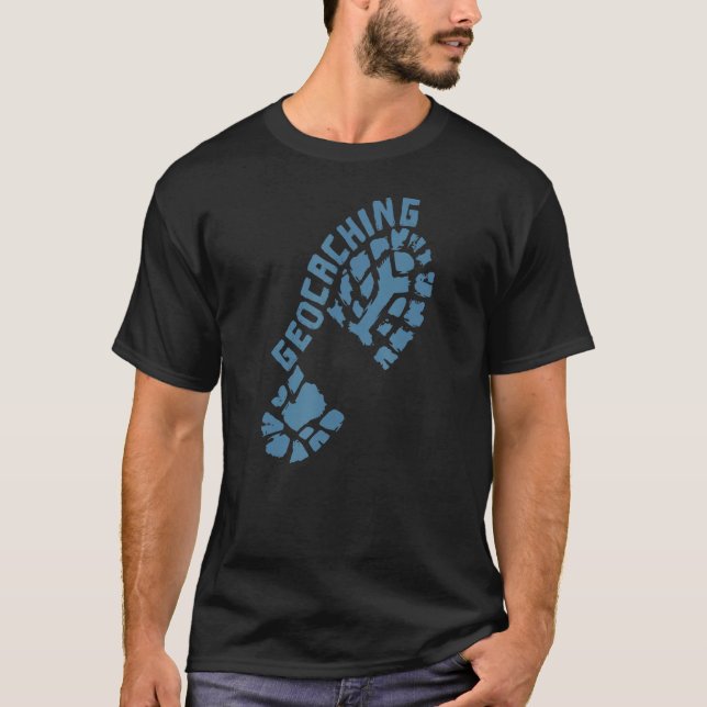Geocaching Footprint Shoe T Shirt (Framsida)