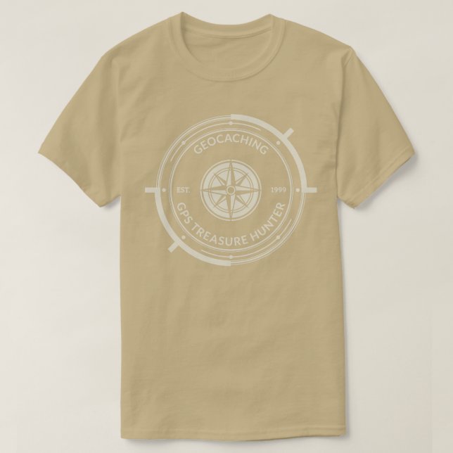 Geocaching GPS Treasure Hunter Compass T Shirt (Design framsida)