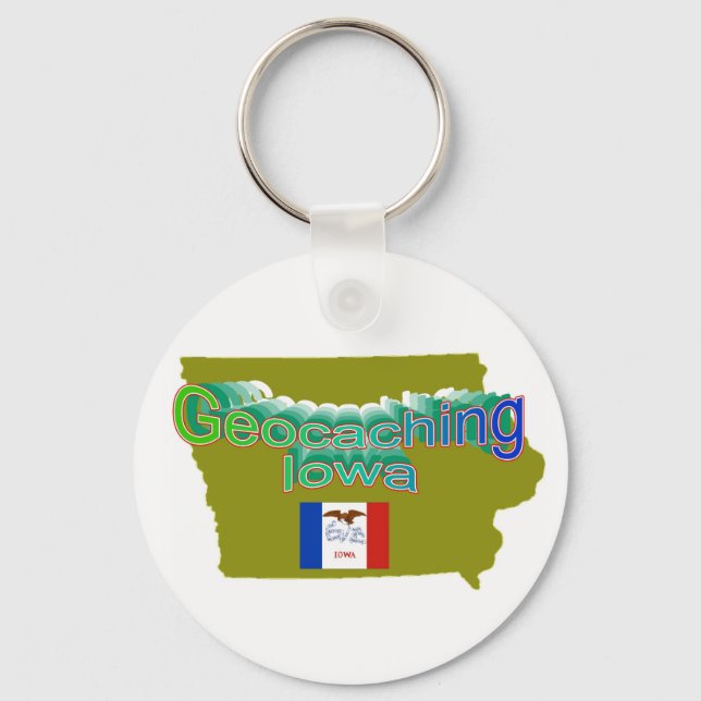 Geocaching Iowa Keychain Nyckelring (Framsida)