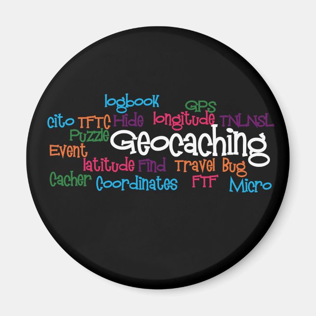 Geocaching Ord Collage Magnet (Framsidan)