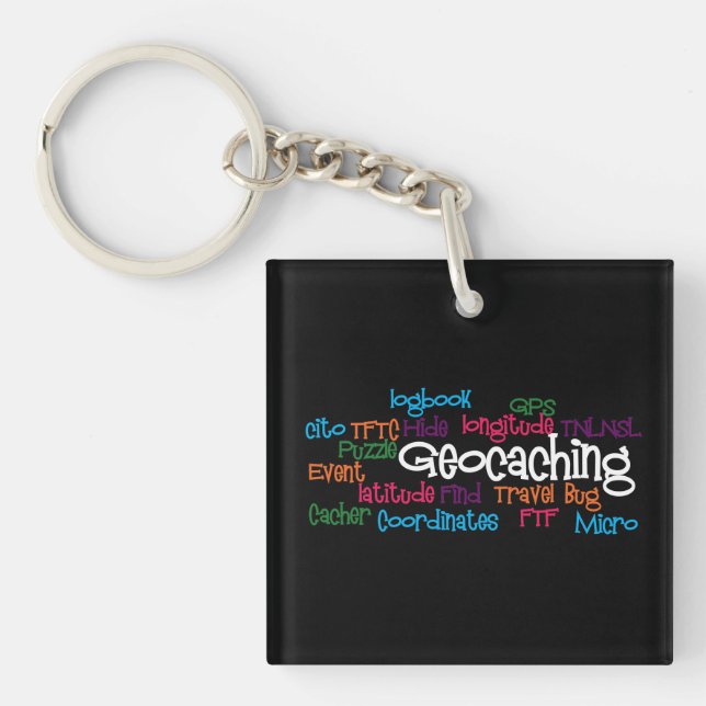 Geocaching ordCollage Keychain (Framsidan)