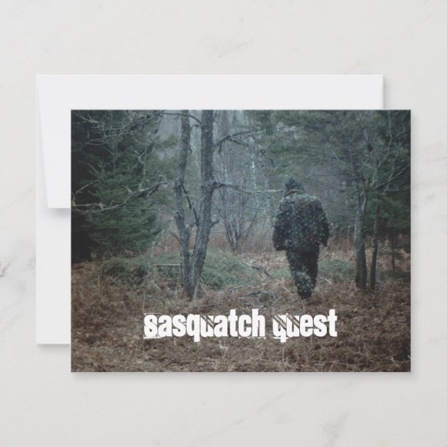 Geocaching Sasquatch Quest Roligt Party-inbjudning Inbjudningar (Framsida)
