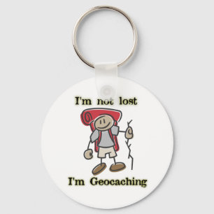 Geocaching Stickman roligt Keychain Geocacher Nyckelring