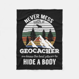 Geocaching T Shirt aldrig med Geocacher Manar W Fleecefilt