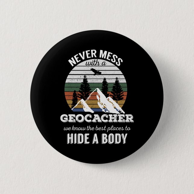 Geocaching T Shirt  aldrig med Geocacher Manar W Knapp (Framsida)