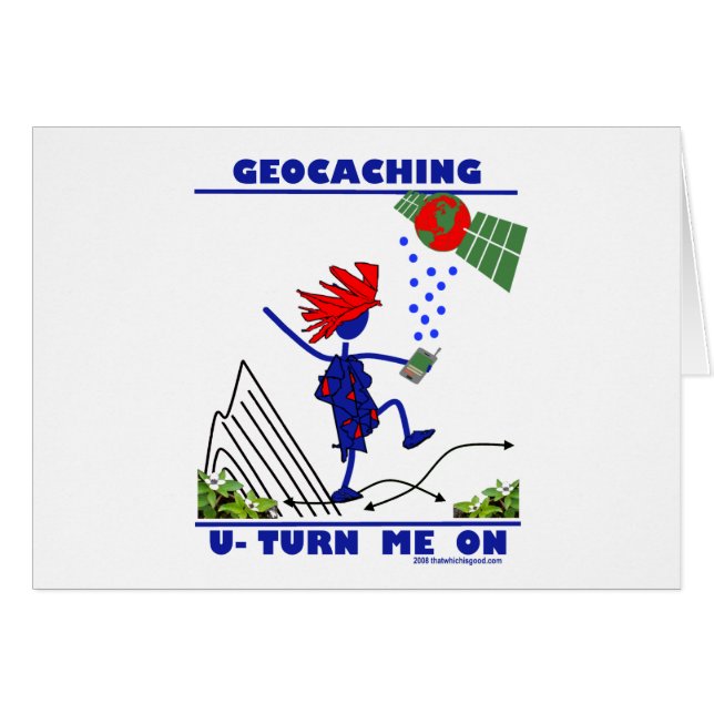 Geocaching U vänder på mig Hälsningskort (Framsidan Horizontal)