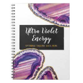 Geod Agat Skiva Ädelsten Ultra Violett Lila Anteckningsbok Med Spiral