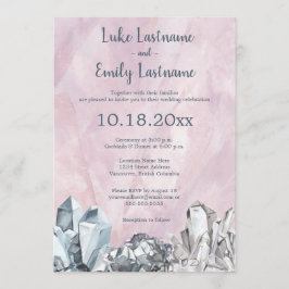 Geode & Ädelsten i Rosa Vattenfärg Bröllop Inbjudningar