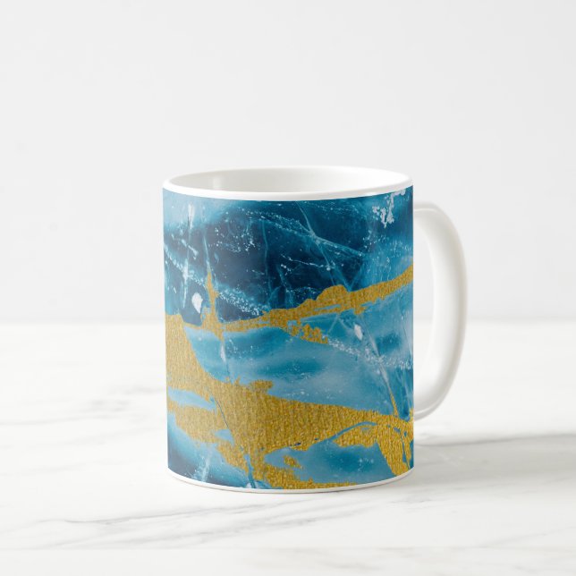 Geode Agate Gemstone Blue och Guld Kaffemugg (Framsida höger)