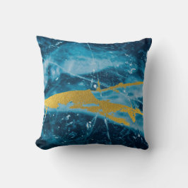 Geode Agate Gemstone Blue och Guld Kudde