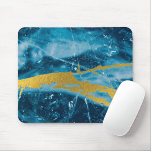 Geode Agate Gemstone Blue och Guld Musmatta