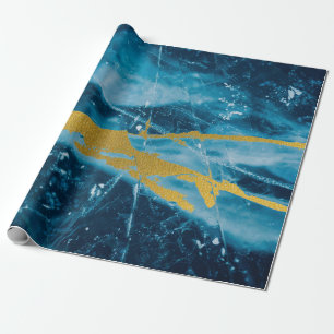 Geode Agate Gemstone Blue och Guld Presentpapper