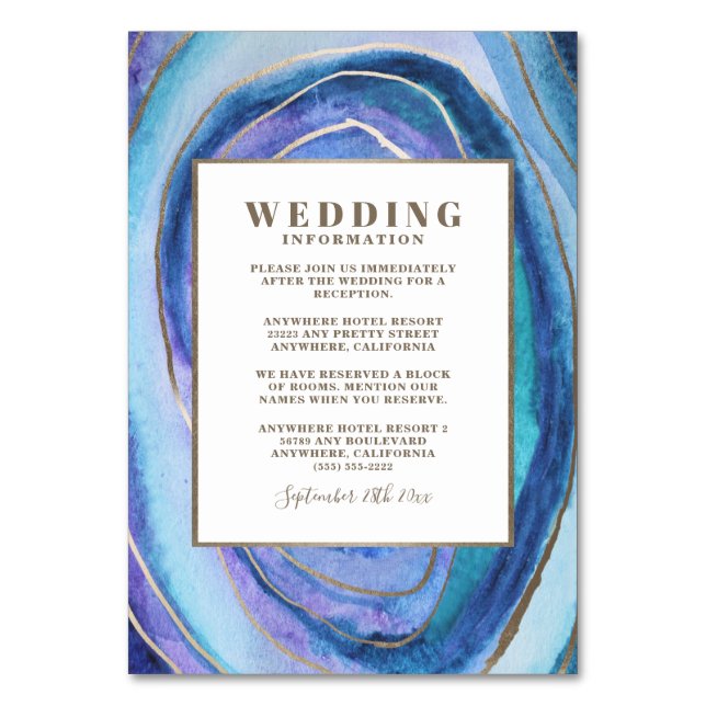 Geode Agate Gemstone Bröllop Infoga kort (Framsidan)