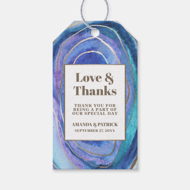 Geode Agate Gemstone Wedding Favor-Märkre Presentetikett (Framsidan)