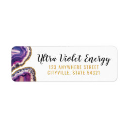 Geode Agate Slice Gem Ultra Violet Returadress Etikett