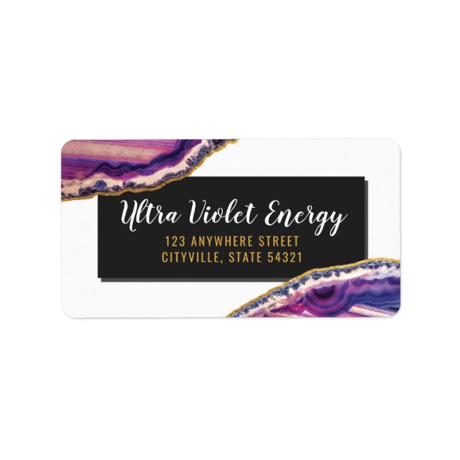 Geode Agate Slice Gemstone Ultra Violet Lila Adressetikett (Framsidan)